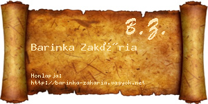 Barinka Zakária névjegykártya